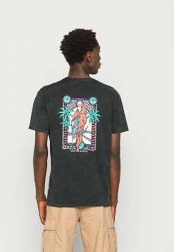 Kaotiko WASHED PARROT - Print T-shirt - Black