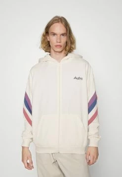 Kaotiko CREM WALKER UNISEX - Zip-up Sweatshirt - Ivory/purple/burgundy