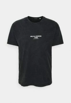 Kaotiko WASHED MILK AND COOKIES - Print T-shirt - Black