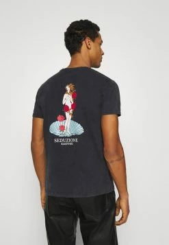 Kaotiko WASHED VENUS ROSES - Print T-shirt - Black Acid Wash