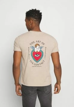 Kaotiko EYES TALK UNISEX - Print T-shirt - Stone