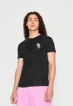 Kaotiko WASHED HAPPY FROG UNISEX - Print T-shirt - Black