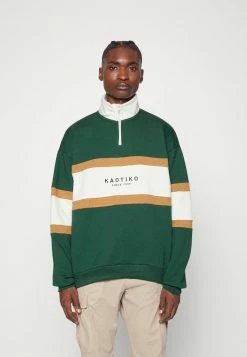 Kaotiko CREW BERWIN UNISEX - Sweatshirt - Green/avellana/ivory