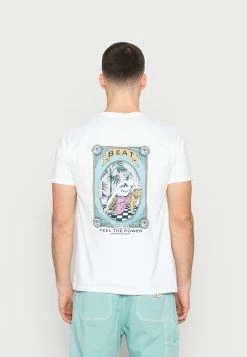 Kaotiko WASHED FEEL THE POWER - Print T-shirt - White