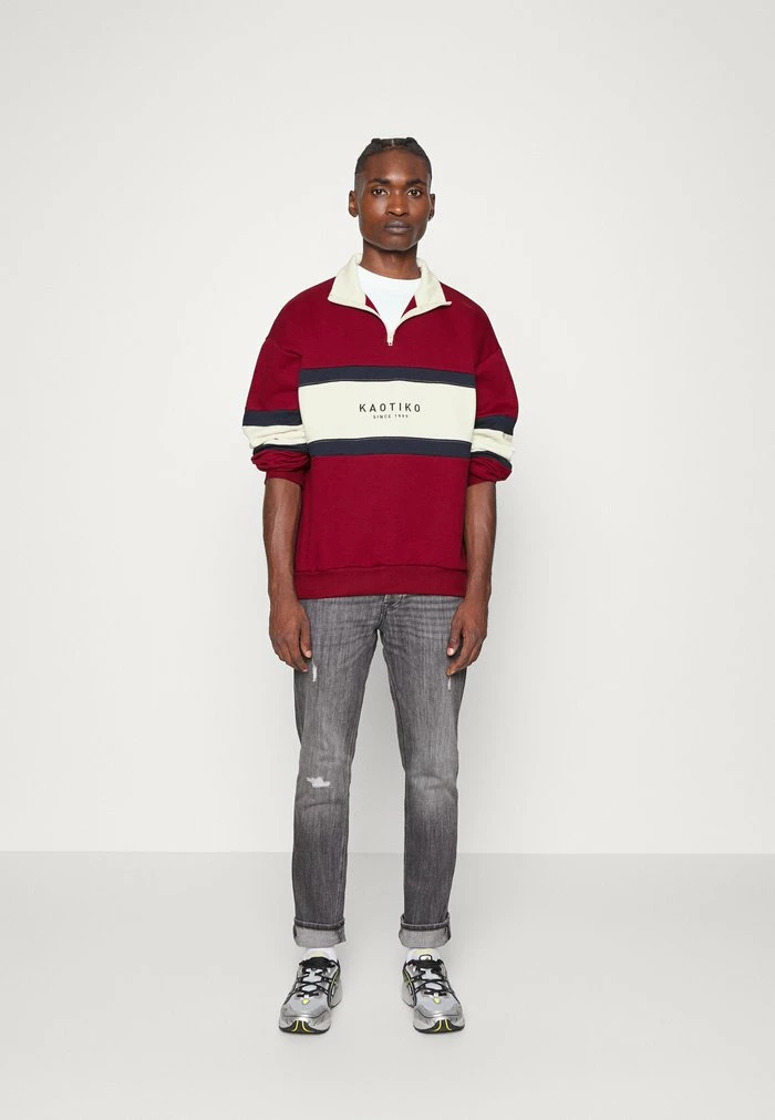 CREW BERWIN UNISEX - Sweatshirt - burgundy/navy/ivory Kaotiko CREW BERWIN UNISEX - Sweatshirt - Burgundy/navy/ivory -Kaotiko Shop b4d9417f4b774b17b07e11edd8f0ba80