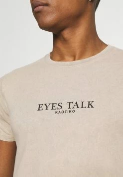 Kaotiko EYES TALK UNISEX - Print T-shirt - Stone 4 Kaotiko EYES TALK UNISEX - Print T-shirt - Stone -Kaotiko Shop b6d9069826794eda85b00e9e75820ed1