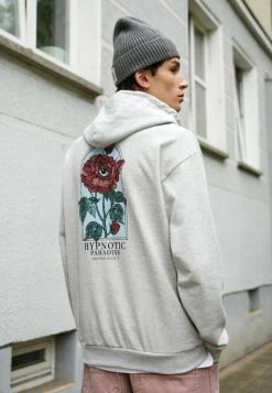 Kaotiko WASHED HYPNOTIC GARDEN UNISEX - Hoodie - Steel