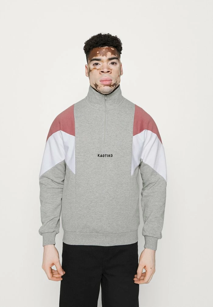 CREW BRENDAN - Sweatshirt - grey/soft burgundy Kaotiko CREW BRENDAN - Sweatshirt - Grey/soft Burgundy -Kaotiko Shop c53fc8fcb78c4b38a6fe810559ee15e5