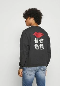 Kaotiko CREW JAPAN LIPS UNISEX - Sweatshirt - Black Wash