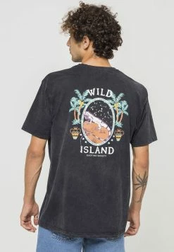 Kaotiko CAMISETA TIE DYE WILD ISLAND - Print T-shirt - Tie Dye Black